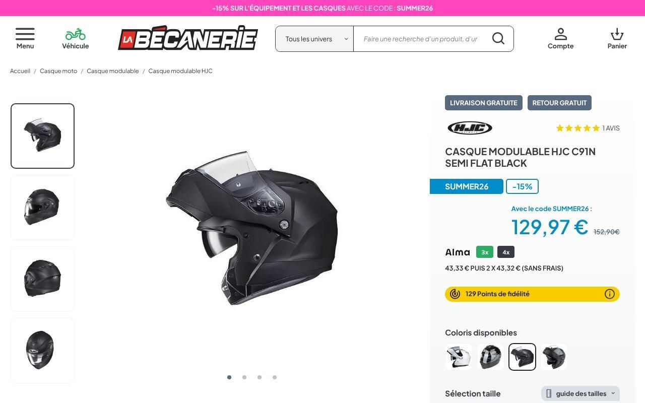 Casque modulable HJC
C91N Semi Flat Black