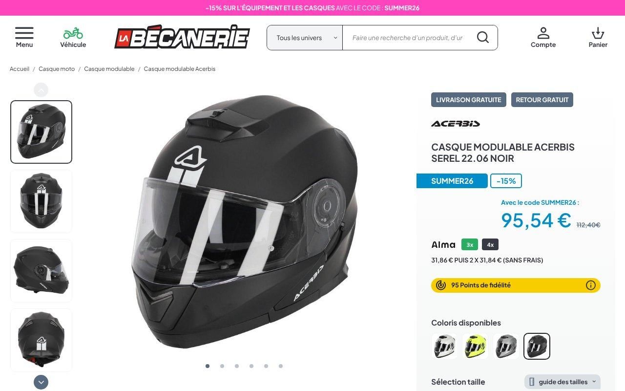 Casque modulable
Acerbis Serel 22.06 noir