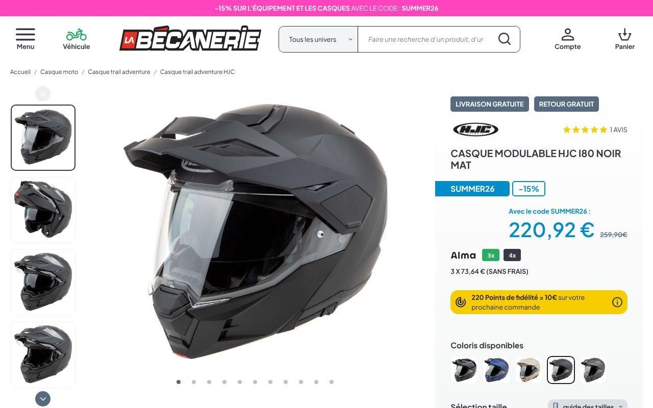 Casque modulable HJC i80 noir
mat